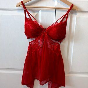 Red cutout lingerie top (Medium)